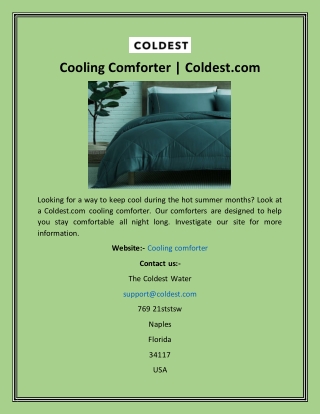 Cooling Comforter  Coldest