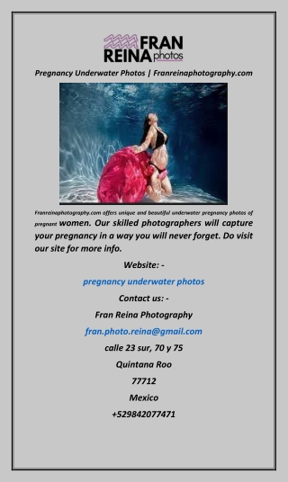 Pregnancy Underwater Photos  Franreinaphotography