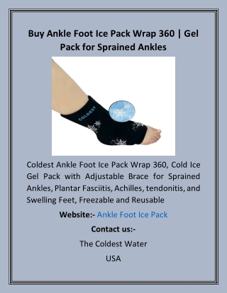 Buy Ankle Foot Ice Pack Wrap 360  Gel Pack for Sprained Ankles