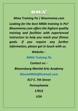 Mma Training Pa  Bloommma