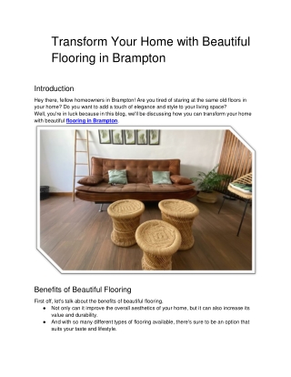 Transform Your Home with Beautiful Flooring in Brampton