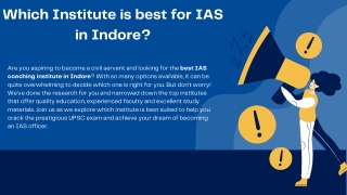 Which Institute is best for IAS in Indore
