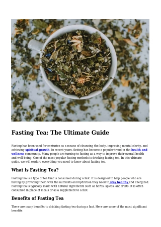 Fasting Tea- The Ultimate Guide