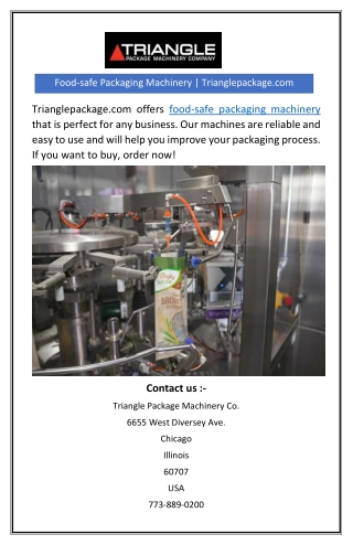 Food-safe Packaging Machinery | Trianglepackage.com