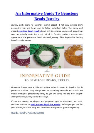 An Informative Guide To Gemstone Beads Jewelry