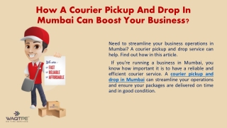 Courier Pickup And Drop In Mumbai