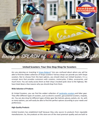 United Scooters: Your One-Stop Shop for Scooters