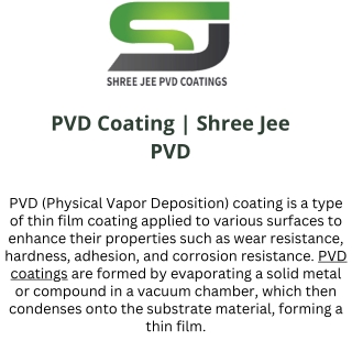 PVD Coating  Shree Jee PVD