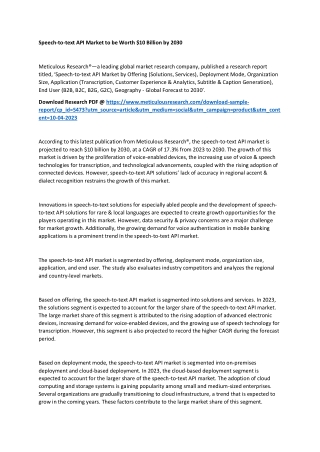 Speech-to-text API Market to be Worth $10 Billion by 2030
