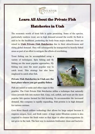 Learn All About the Private Fish Hatcheries in Utah