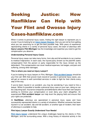 Seeking Justice How Hanfliklaw Can Help with Your Flint and Owosso Injury Cases-hanfliklaw.com