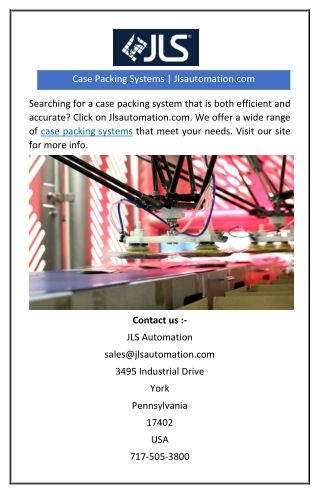 Case Packing Systems | Jlsautomation.com