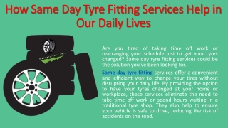 Same day tyre fitting