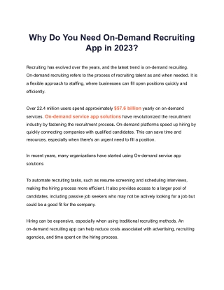 Why Do You Need On-Demand Recruiting App in 2023