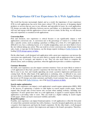 The Importance Of User Experience In A Web Application