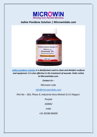 Iodine Povidone Solution | Microwinlabs.com