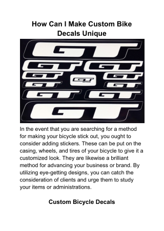 How Can I Make Custom Bike Decals Unique