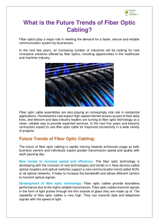 What is the Future Trends of Fiber Optic Cabling