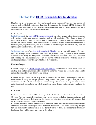 The Top 5 UI UX Design Studios In Mumbai