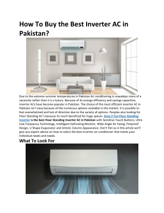 How To Buy the Best Inverter AC in Pakistan--