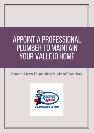 Appoint a Professional Plumber to maintain your Vallejo home