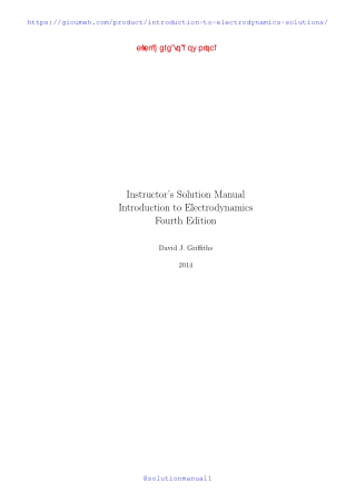 introduction to electrodynamics 4th edition by David J Griffiths solutions manua