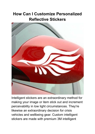 How Can I Customize Personalized Reflective Stickers