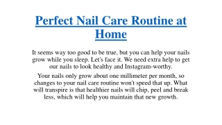 Perfect Nail Care Routine at Home
