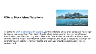 USA to Block Island Vacations