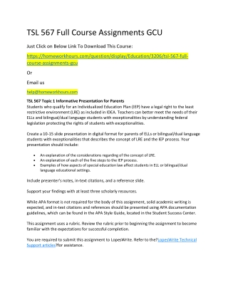 TSL 567 Full Course Assignments GCU