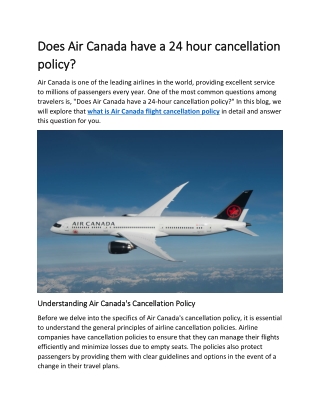 Does Air Canada have a 24 hour cancellation policy