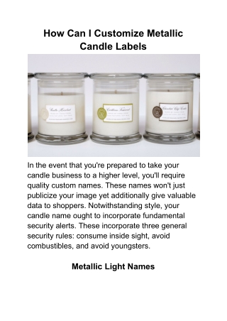 How Can I Customize Metallic Candle Labels