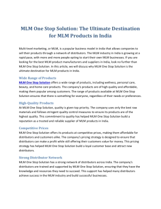 MLM One Stop Solution The Ultimate Destination for MLM Products in India
