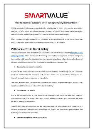 How to Become a Successful Direct Selling Company Representative