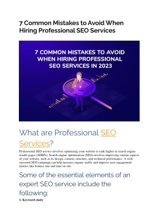7 Common Mistakes to Avoid When Hiring Professional SEO Services