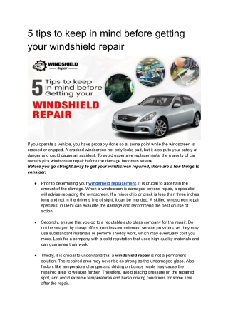 5 tips to keep in mind before getting your windshield repair