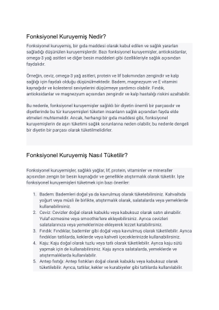 Fonksiyonel Kuruyemiş Nedir