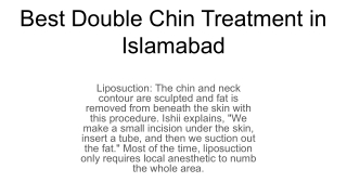 Best Double Chin Treatment in Islamabad