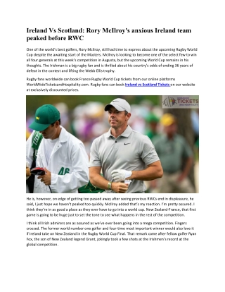 Ireland Vs Scotland: Rory McIlroy's anxious Ireland team peaked before RWC