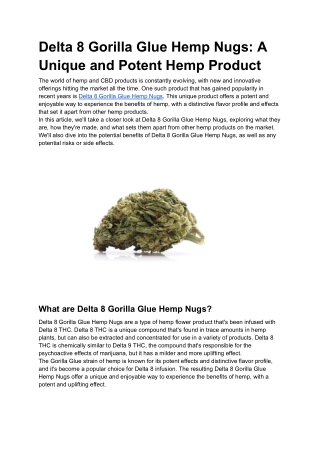 Delta 8 Gorilla Glue Hemp Nugs_ A Unique and Potent Hemp Product