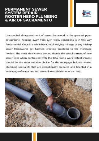 Permanent Sewer System Repair - Rooter Hero Plumbing & Air of Sacramento