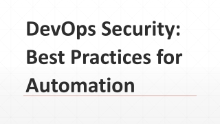 DevOps Security: Best Practices for Automation