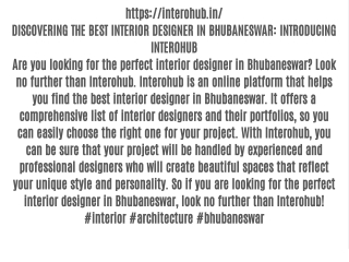 DISCOVERING THE BEST INTERIOR DESIGNER IN BHUBANESWAR: INTRODUCING INTEROHUB