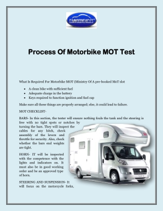 Process Of Motorbike MOT Test