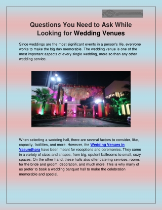 Wedding Halls in Vasundhara