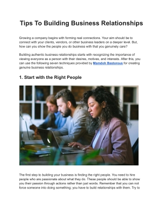 Keys to Building Business Relationships