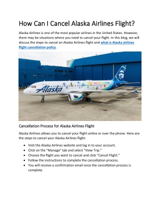 How Can I Cancel Alaska Airlines Flight