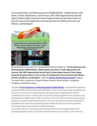 Terrain Awareness and Warning System (TAWS) Market - Global Industry Size, Share, Trends, Opportunity, and Forecast, 201