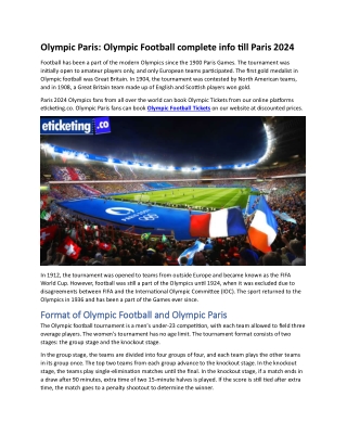 Olympic Paris Olympic Football complete info till Paris 2024