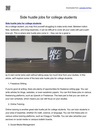 Side hustle jobs for college students